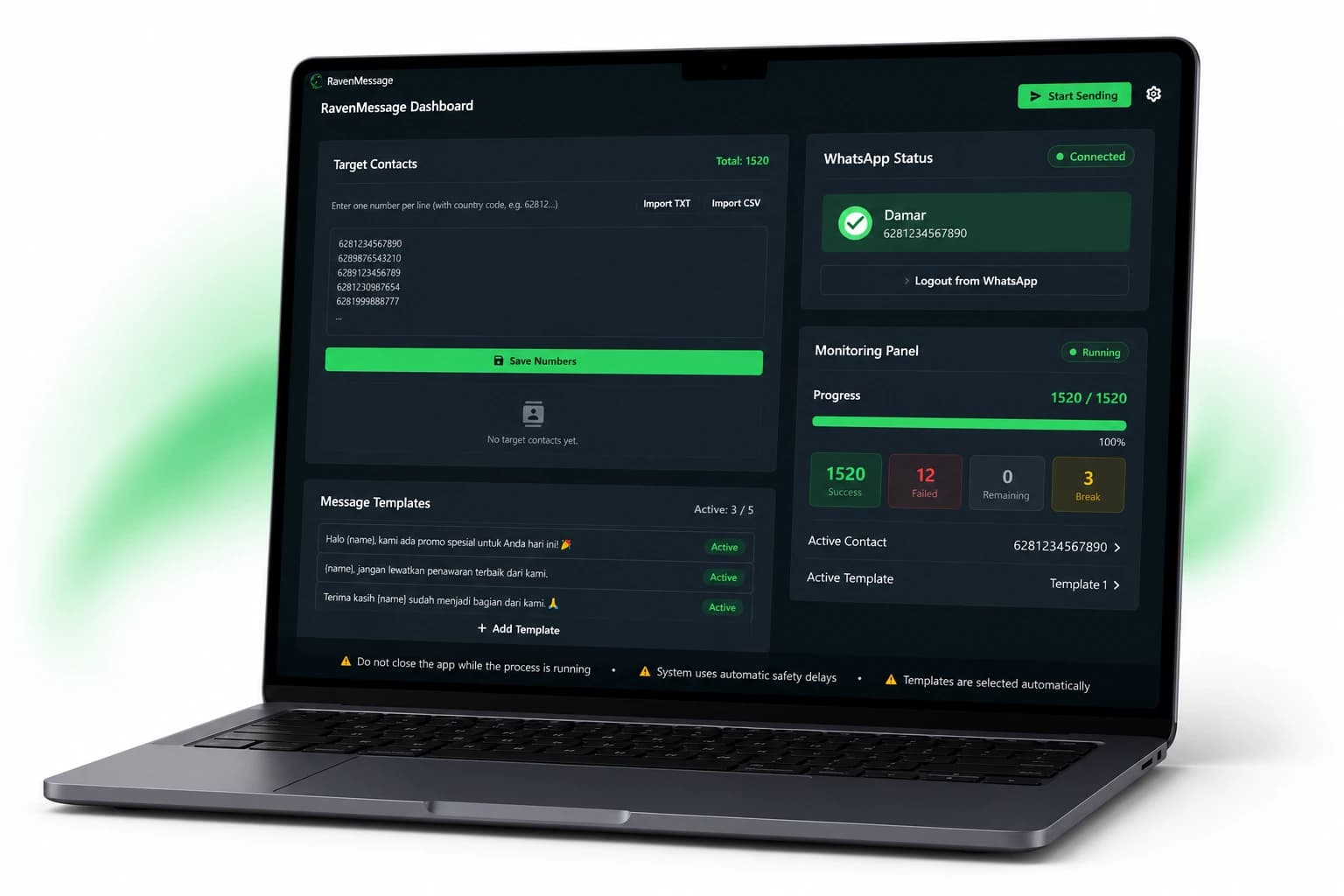 RavenMessage Application Interface