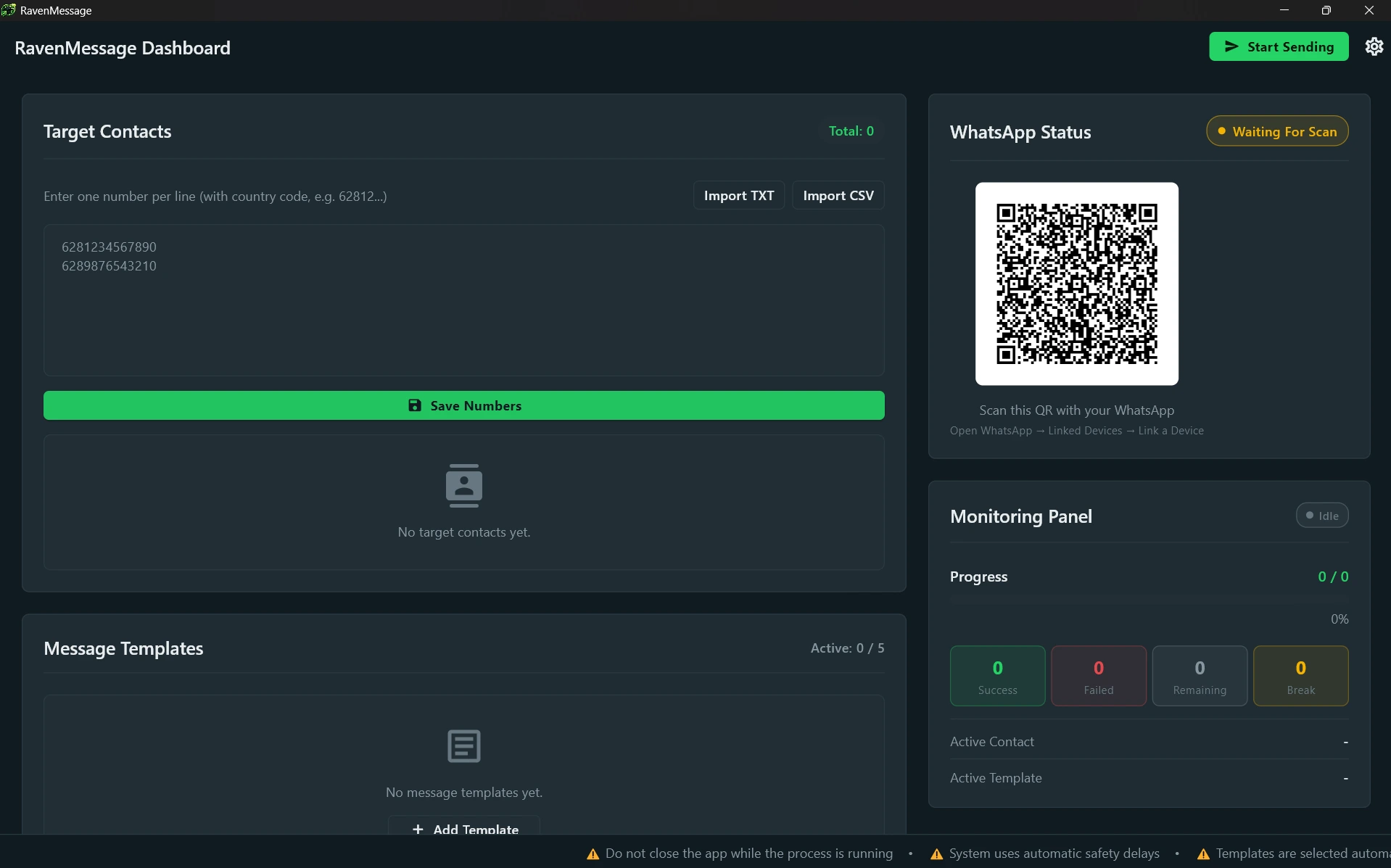 RavenMessage Full Dashboard